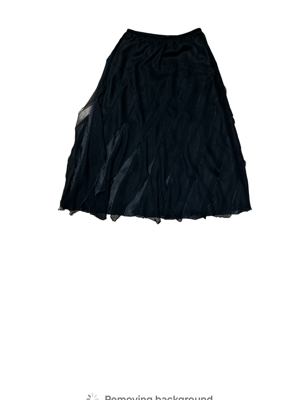 Komarov black crinkle chiffon midi skirt Size Small
